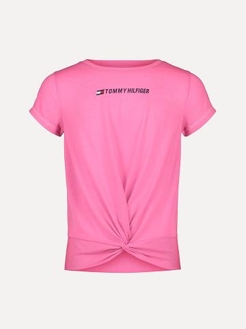 Lány Tommy Hilfiger Big Twist Front Póló Rózsaszín | HU 1922NWY